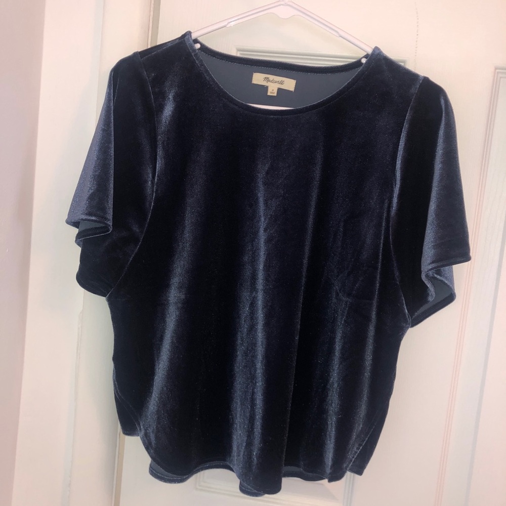 Madewell blue velvet top